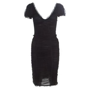 Dolce & Gabbana Black Ruched Tulle Bodycon Dress NWT